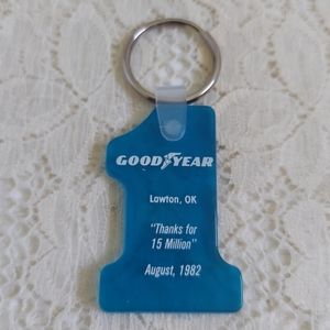 Vintage Keychain Goodyear Tires Blue Rubbery No 1 Shape Thanks for 15 Million